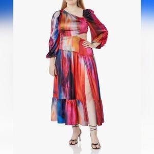 The Drop By Itsjuliettefox Colorful Asymmetrical Maxi Dress Size Large NWT